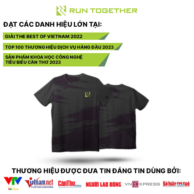 Áo Thể Thao Nam Nữ Tay Ngắn Chính Hãng Run Together Thoáng Khí Thấm Hút Mồ Hôi