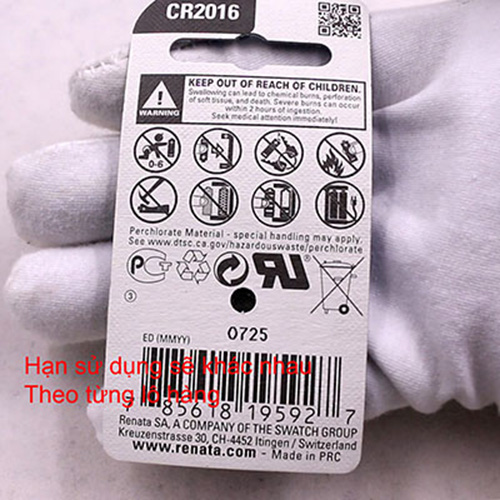 Pin Đồng Hồ Lithium 3V Mã CR2016 Chính Hãng Thụy Sỹ - Vỉ 1 Viên