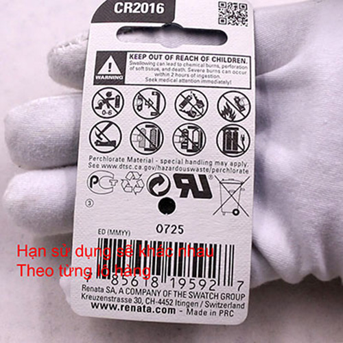 Pin Đồng Hồ Lithium 3V Mã CR2016 Chính Hãng Thụy Sỹ - Vỉ 1 Viên