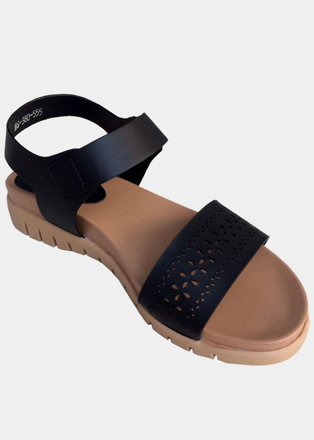 Giày sandal đen đế bệt cao cấp TH_SD045