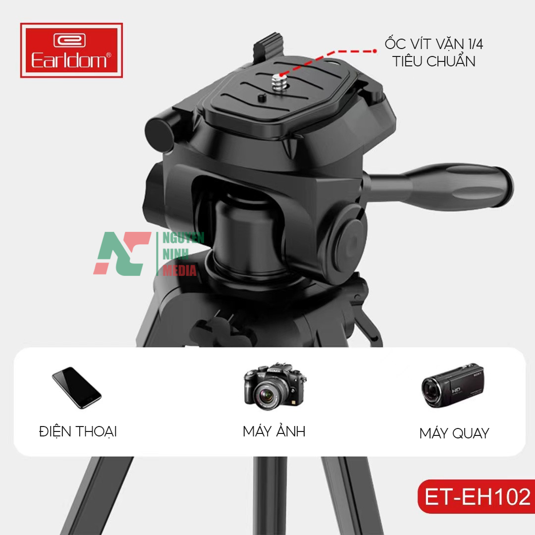 Tripod Máy Ảnh 3 Chân Cao Cấp Earldom ET- EH102 - Hàng Chính Hãng