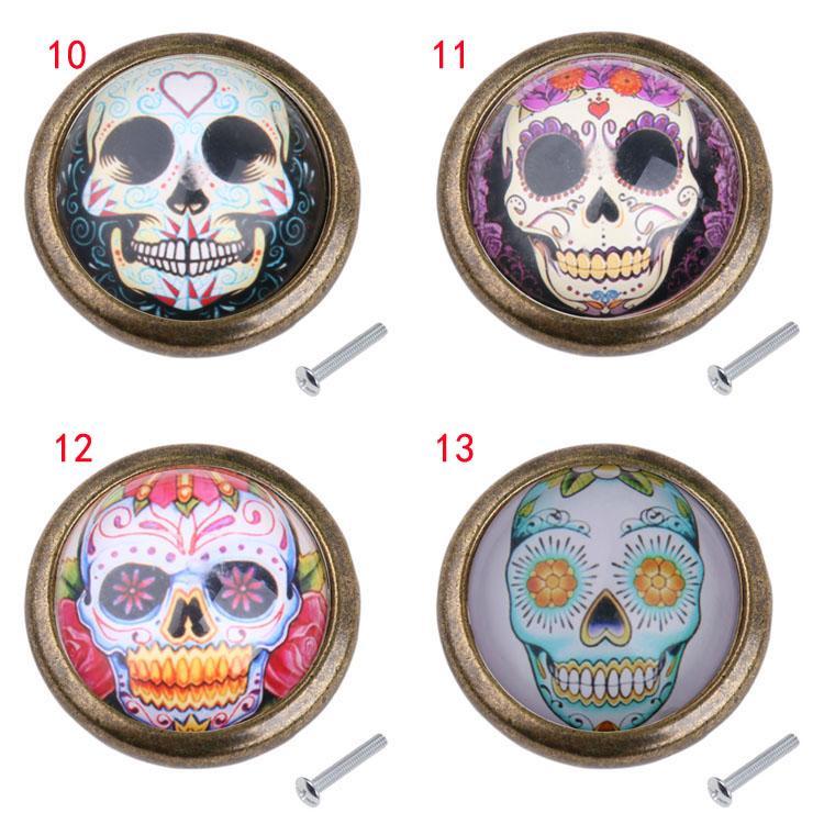 2x Vintage Brass Knob Drawer Cupboard Door Pulls Skull Cabinet Handle Knobs