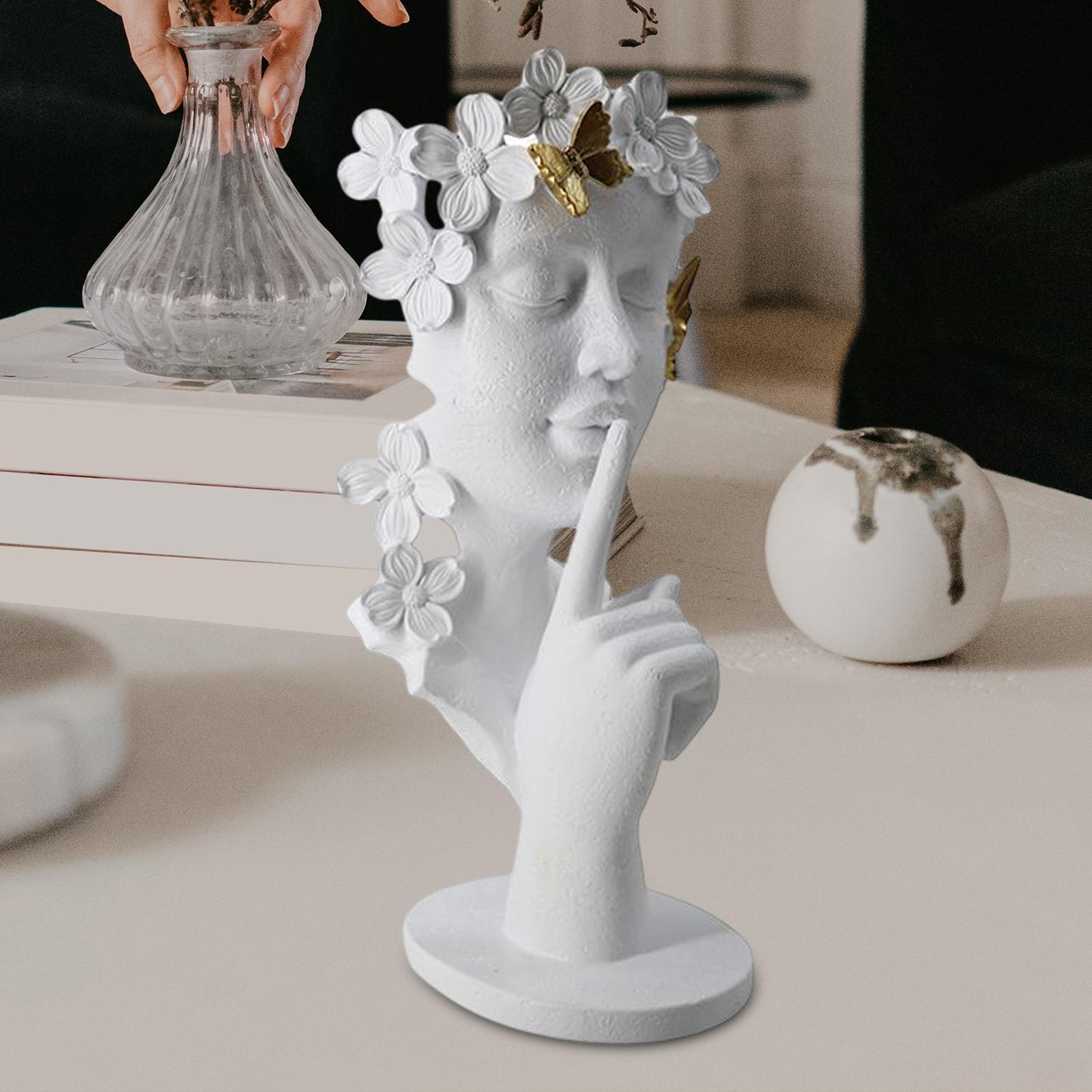 Thinker Statue Half Face Figurine Decoration for Home NightStand Bookshelf