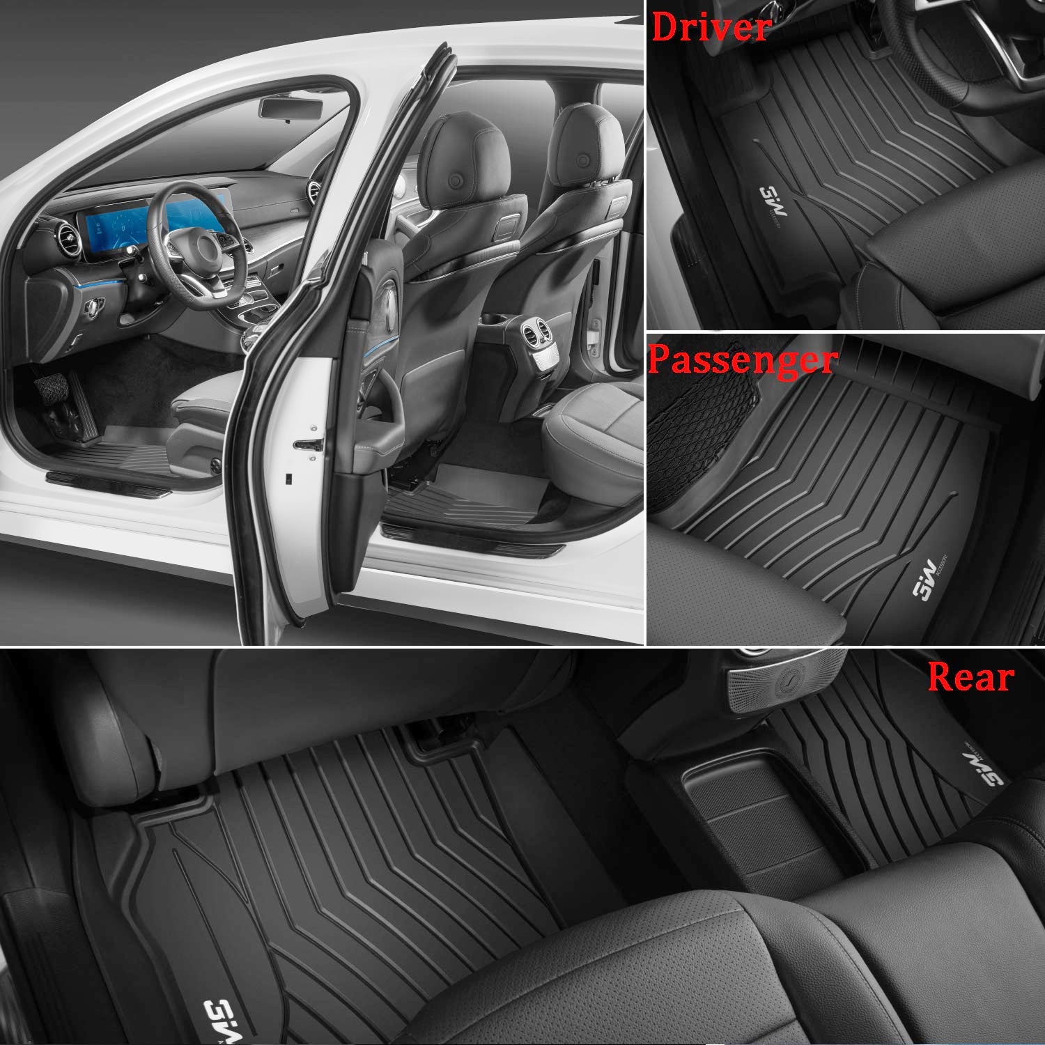 Thảm lót sàn xe ô tô dành cho Mercedes GLA 2015 - đến nay Nhãn hiệu Macsim 3W chất liệu nhựa TPE đúc khuôn cao cấp - màu đen