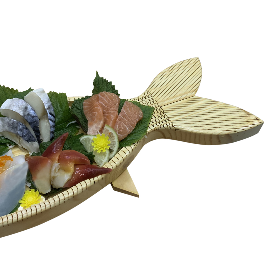 Khay Gỗ Trang Trí Sushi & Sashimi Nhật Bản - Hình Con Cá - Dài 50cm