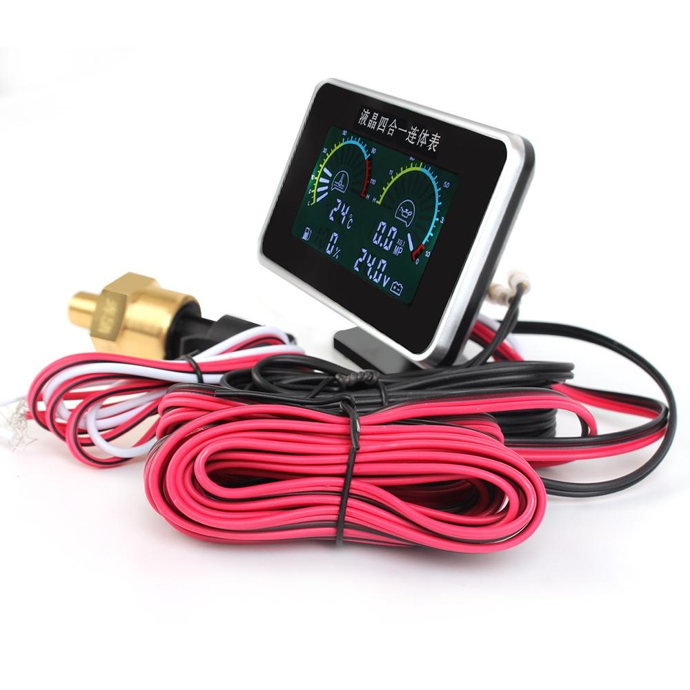 Thiết bị đo áp suất nước 4 trong 1 màn hình LCD kỹ thuật số cho xe hơi