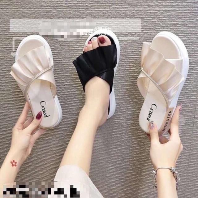 Giày sandal viền tráng gương đế dày