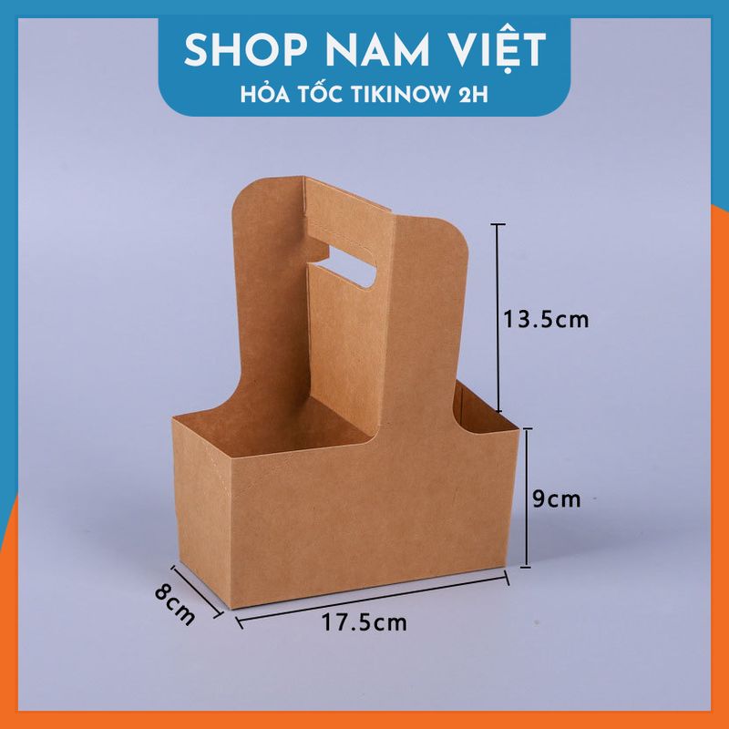 Set 5 Túi Giấy Kraft 2 Ngăn Đựng Ly Nước và Hoa, Gói Quà