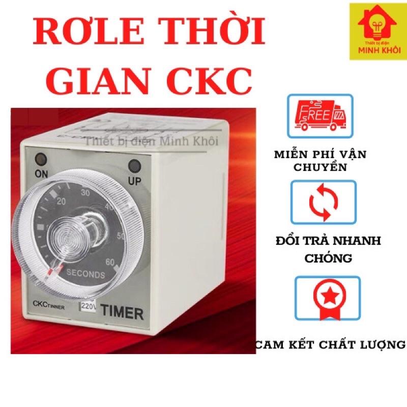 Rơ le thời gian 220v CKC AH3-3 220V kèm đế, relay thời gian điện tử,timer ckc, rơ le thời gian, rơ le hẹn giờ, timer
