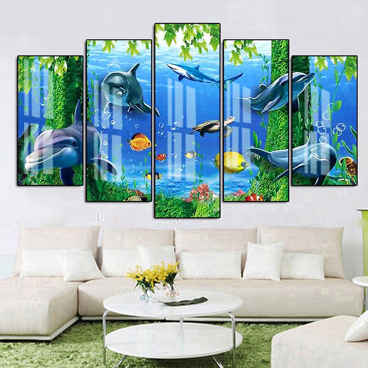 Tranh Tráng Gương Treo Tường Hiện Đại _ Tranh Bộ 5 Đại Dương Tuyệt Đẹp
