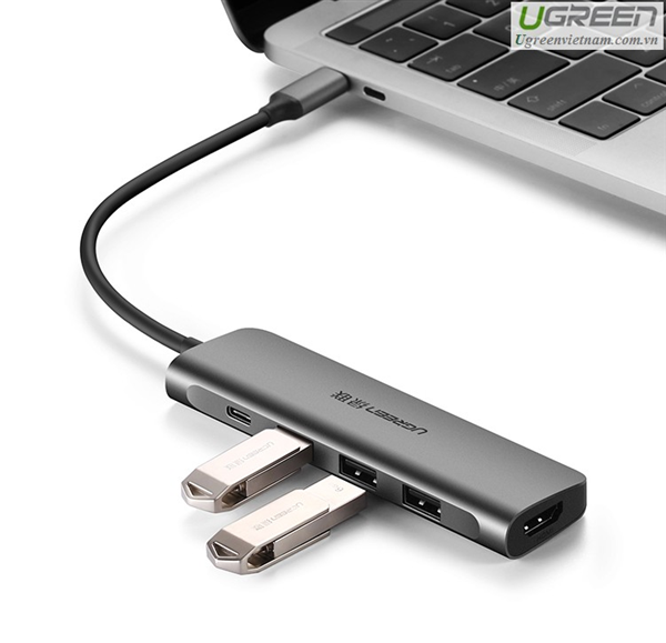 Thiết bị mở rộng USB type C sang HDMI/Hub USB 3.0 hỗ trợ sạc USB-C Ugreen 50209 - Hàng chính hãng