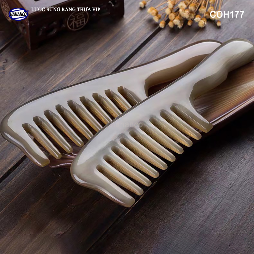 Lược sừng răng thưa xuất Nhật hàng VIP COH177 - Cho tất cả các loại tóc /xoăn /xù /rối - Chăm sóc tóc
