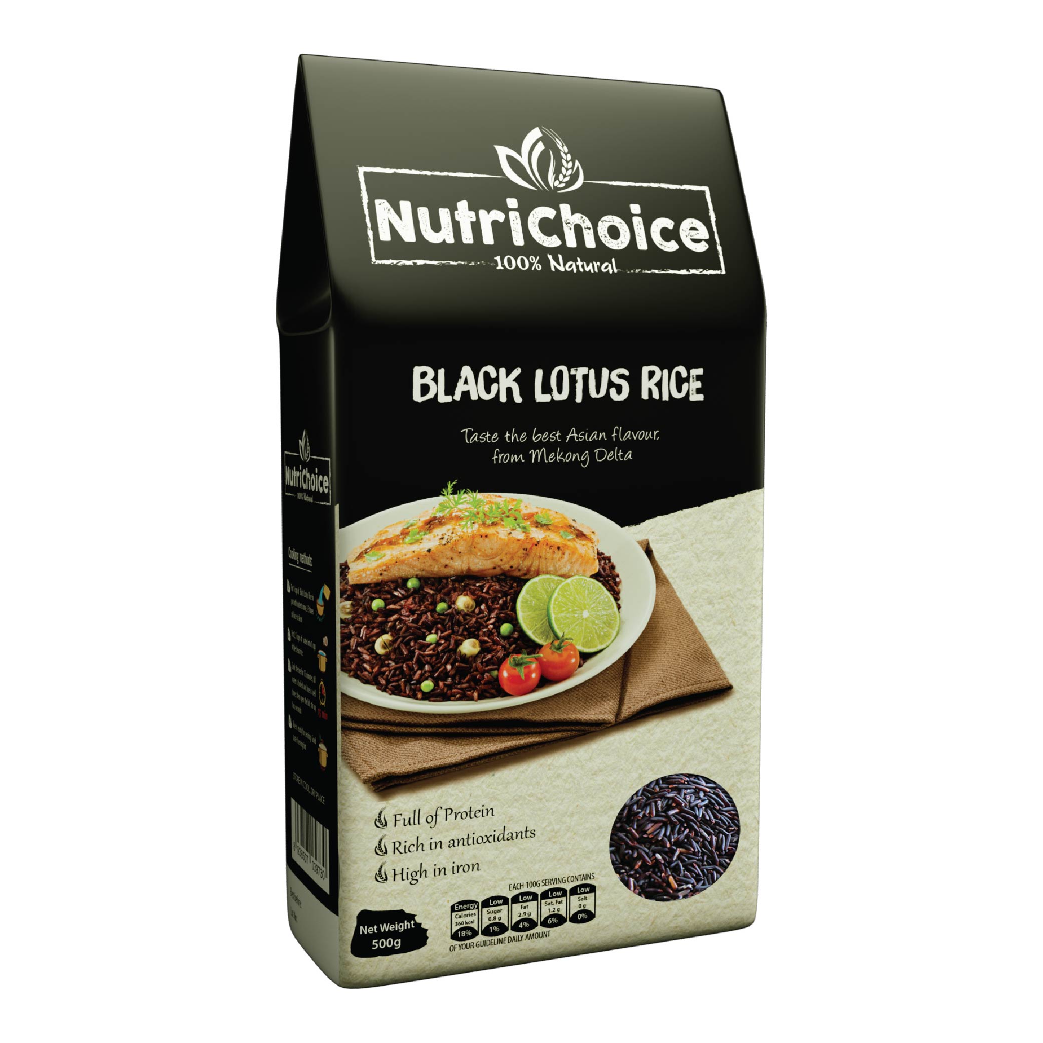 Gạo lứt đen dinh dưỡng - Gạo Tím Than Nutrichoice 500gr -  Thơm ngon dẻo ngọt, ăn là thích - Rất tốt sức khỏe, giàu chất chống oxy hóa, giàu chất Sắt, chất Xơ - Tốt cho người bệnh tim mạch, béo phì, tiểu đường.