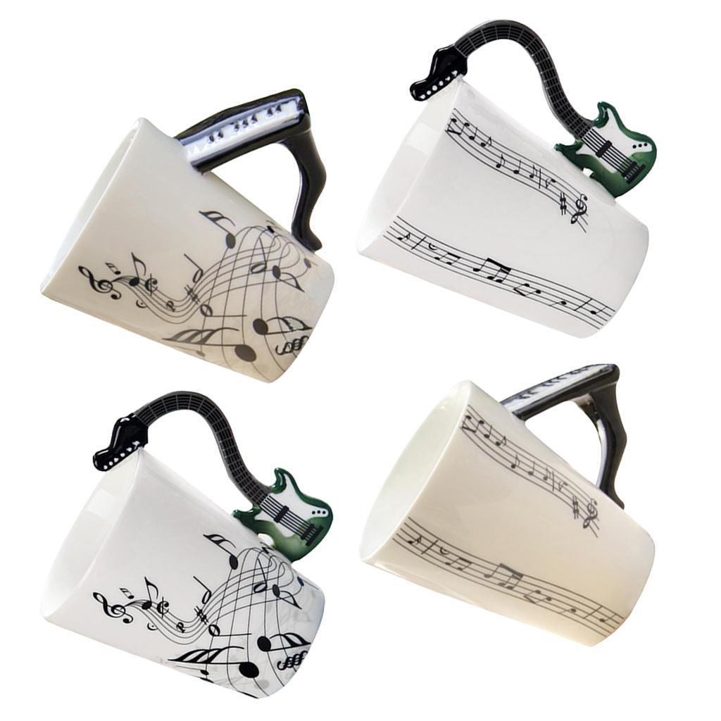 400ml Music Mug with Handle Coffee Cup Ceramic Cup Gift for Friend Guitar