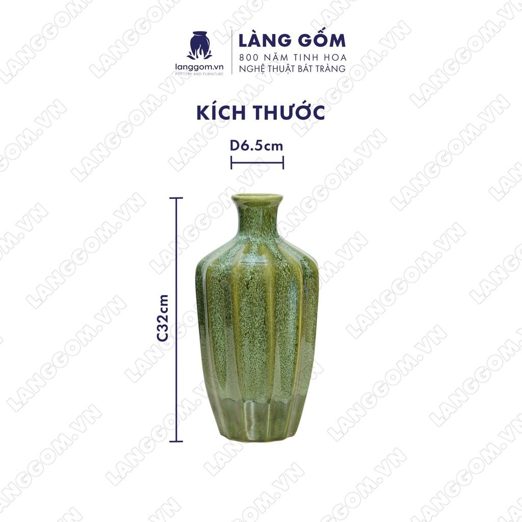 Bình hoa, lọ hoa Gốm sứ Bát Tràng cao cấp chai múi dùng làm quà tặng, trang trí - Làng Gốm Bát Tràng