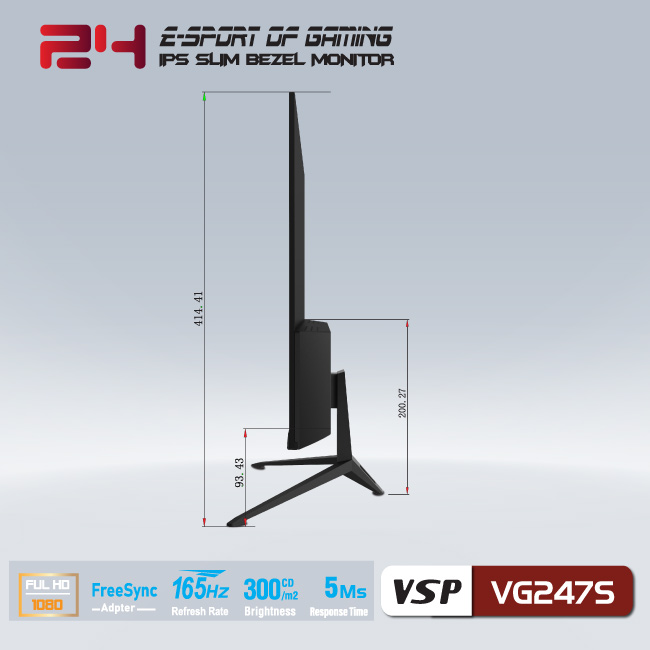Màn hình 24 inch gaming VSP VG247S (phẳng, Full-HD, IPS, 165Hz) - Hàng Chính hãng