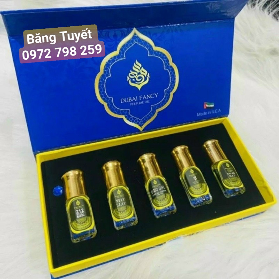Set 5 chai tinh dầu nước hoa Du bai dạng lăn chính hãng