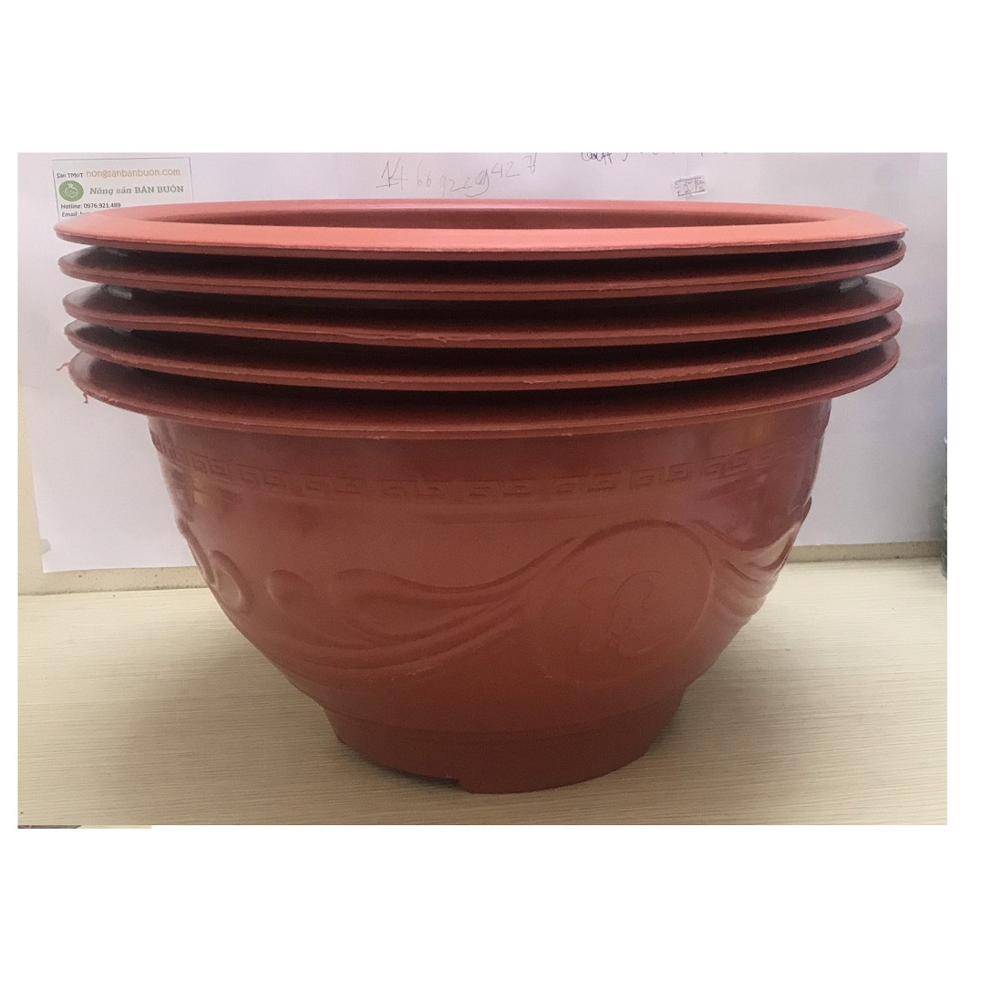 5 Châu Nhựa Trồng Cây Hình Tròn PLT380 Màu Đỏ