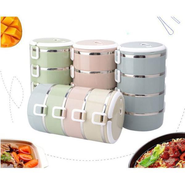 Hình ảnh Hộp Ủ Cơm, Cặp Lồng Cơm Lúa Mạch, Hộp Giữ Nhiệt Đồ Ăn Ruột Inox 4 Tầng Tiện Dụng