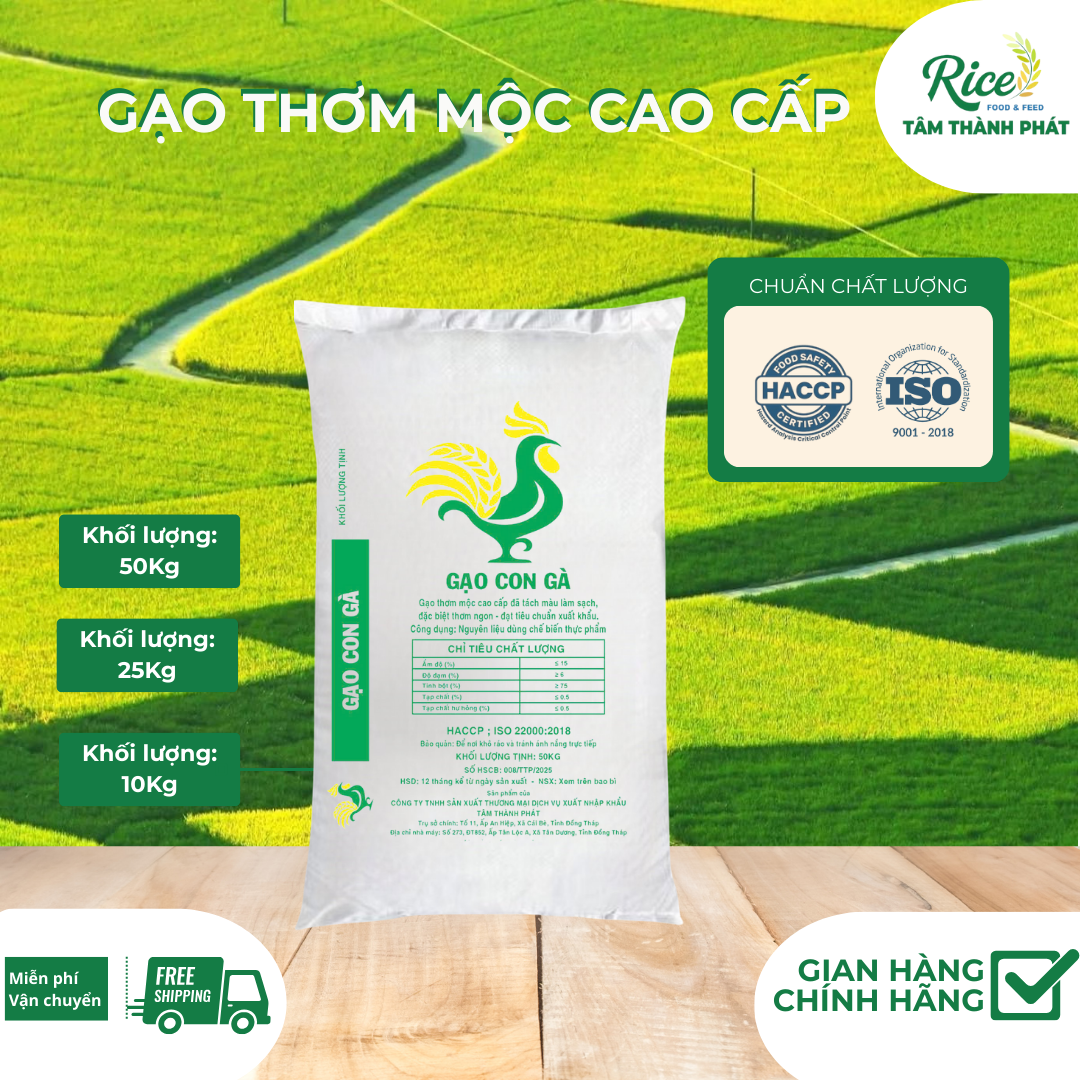 25KG GẠO THƠM MỘC CAO CẤP - HIỆU CON GÀ