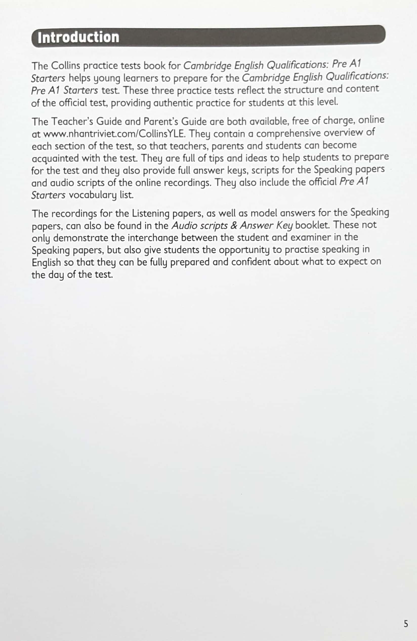 Sách Collins - Pre A1 Starters - Three Practice Tests - Kèm 1 MP3 (Format 2018) - ảnh 5