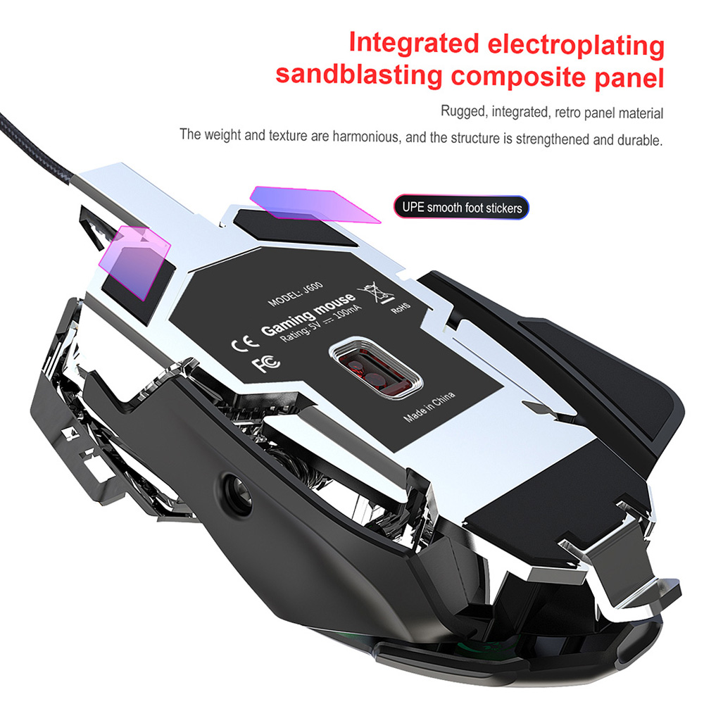 HXSJ V200+J600 Combo Wired Gaming Mouse 9-key Macro Programming Mice & Switch One-handed Mechanical