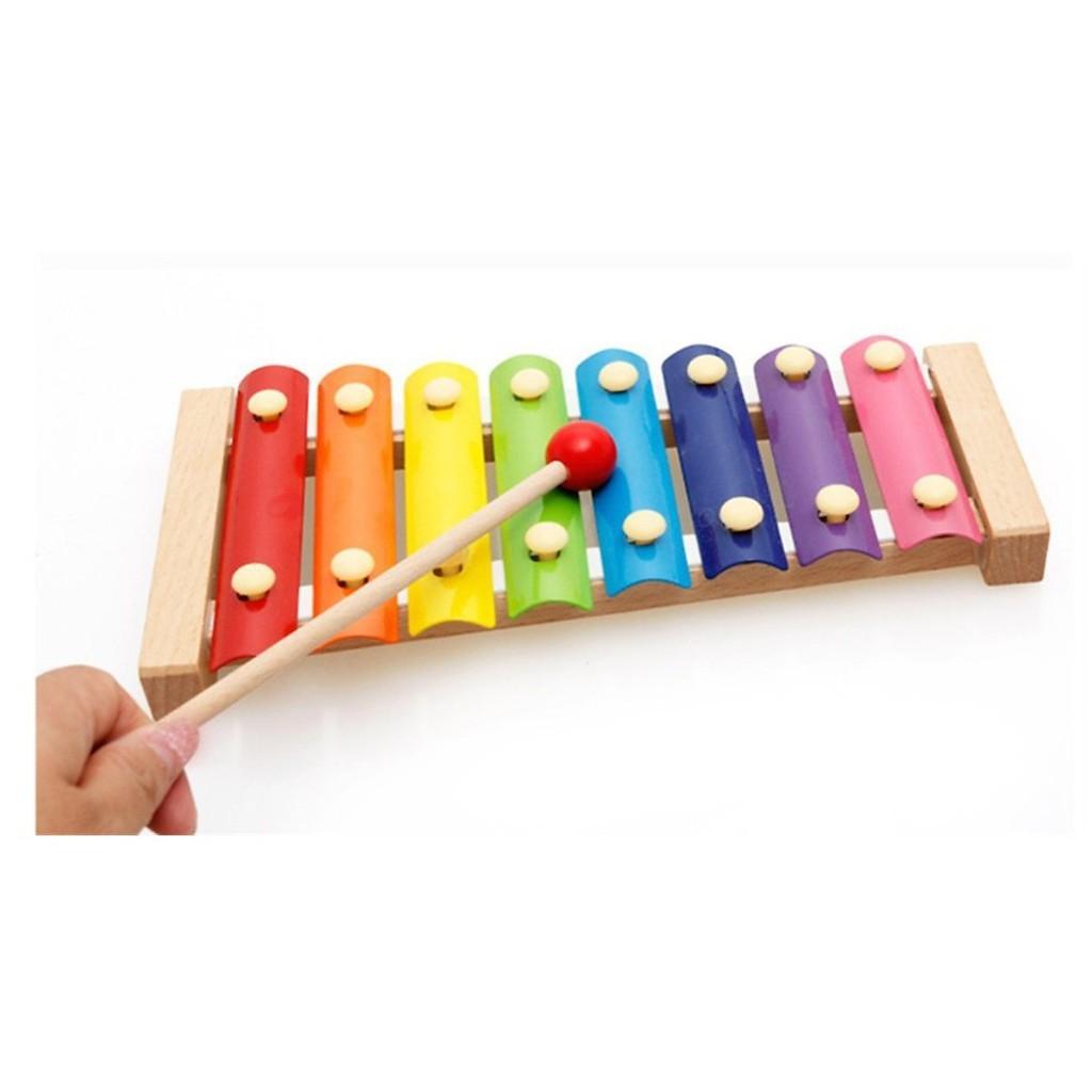 Đàn xylophone 8 thanh, đồ chơi âm nhạc đàn mộc cầm 8 thanh kích thích thị giác và khả năng cảm nhận âm thanh