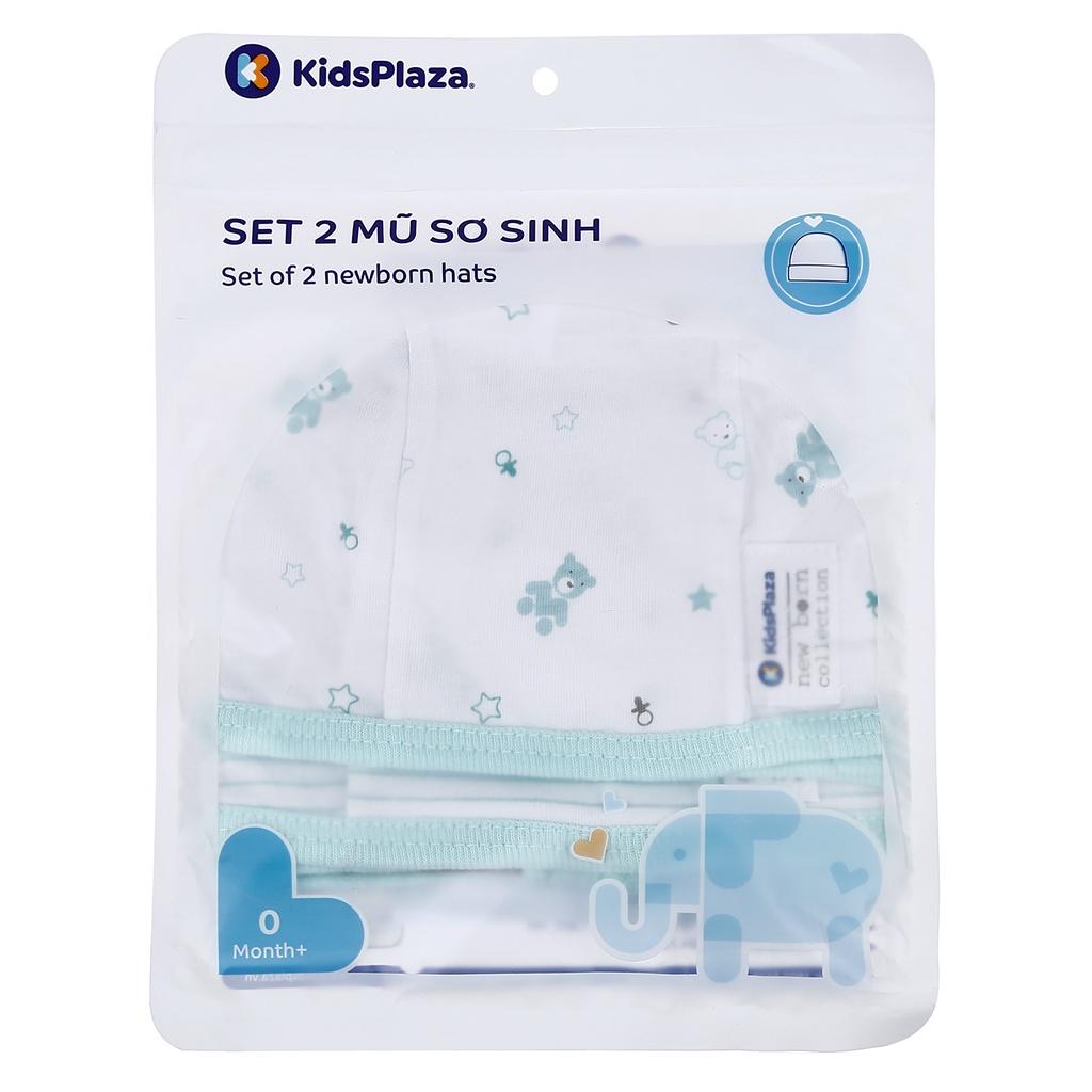 Set 2 mũ sơ sinh cotton buộc dây Kids Plaza BA21 (Nhiều màu