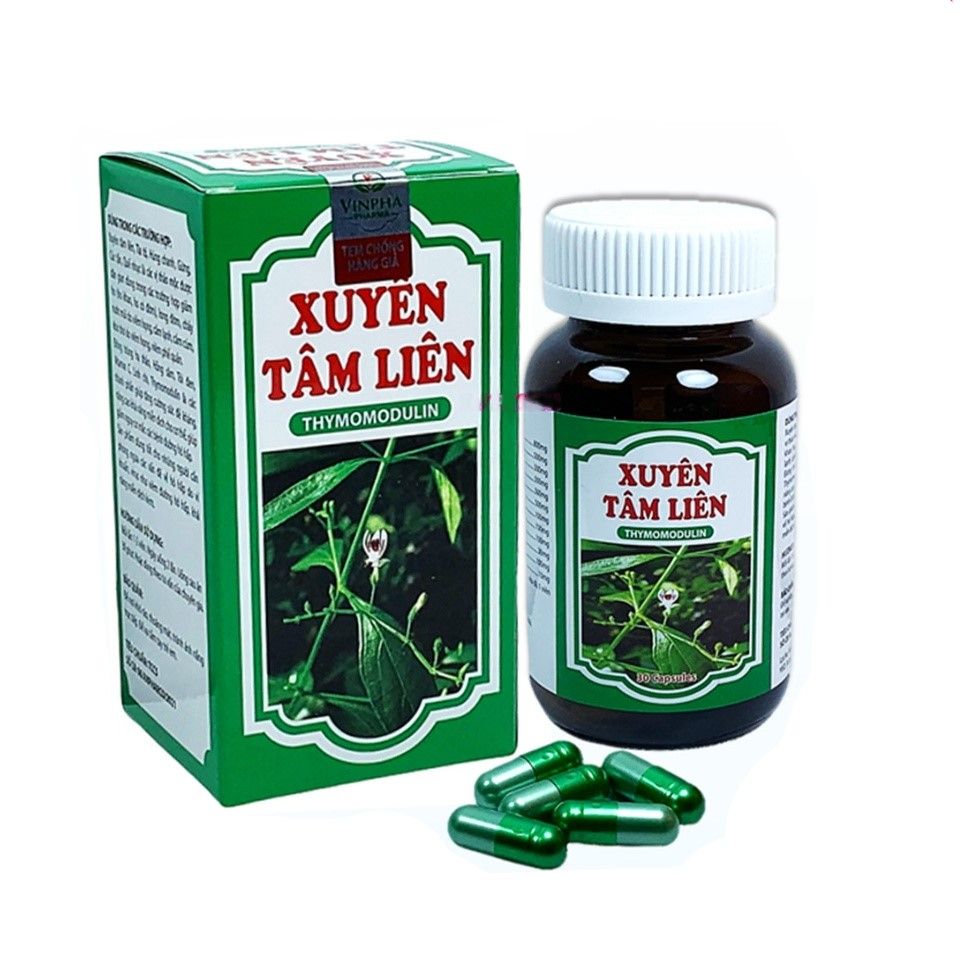 Combo 2 Chai Viên uống Xuyên tâm liên bổ sung vitamin c - tía tô -  húng chanh - thymomodulin - giảm ho - Chai 30 viên