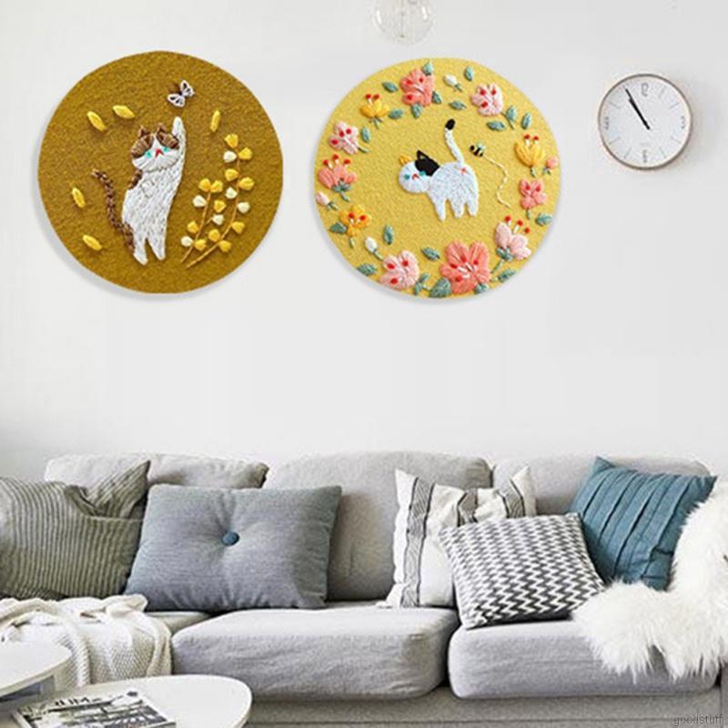 IY Handmade Embroidery Starter Kit With Pattern Cross Stitch Kit With Bamboo Embroidery Hoop