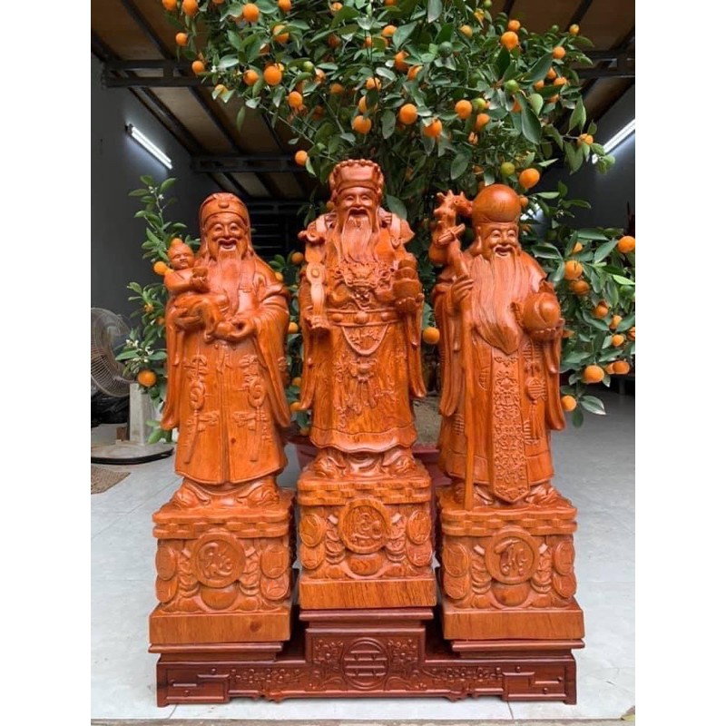 Bộ tượng Tam Đa gỗ hương cao 30,40,50