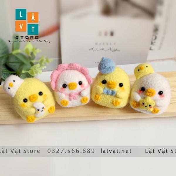 Bộ kit len chọc Biệt Đội Gà Con nhỏ nhắn - dễ thương - Needle felting chicken cho người mới bắt đầu- móc khoá từ len