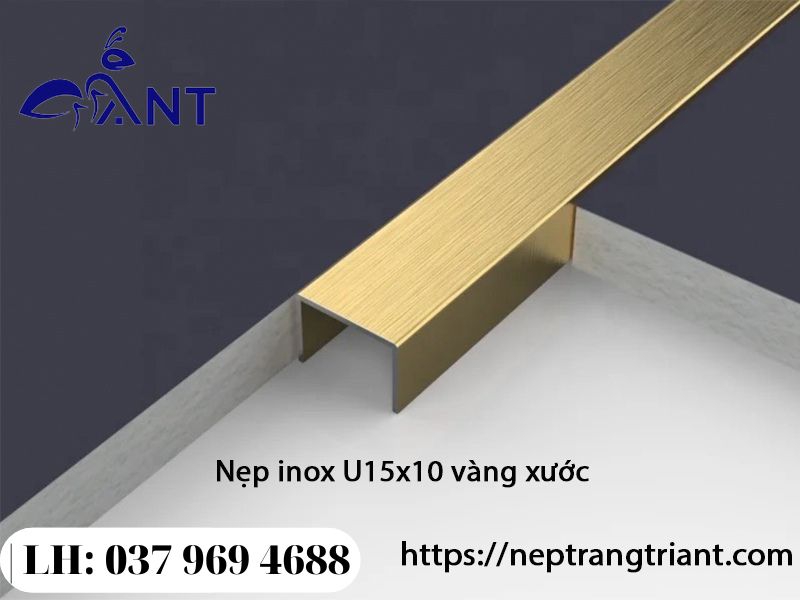 Nẹp inox u15, u inox trang trí, thanh dài 2m44, dày 0.8 li, giá bán theo thanh