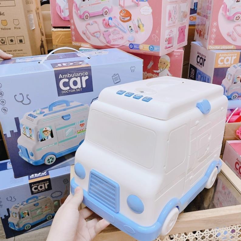 Nubie Đồ Chơi Bác Sĩ 30pcs Xe Cứu Thương Có Đèn, Nhạc Cho Bé Nhập Vai Mô Phỏng Thiết Bị Y Tế, Khám Bệnh-Màu Xanh