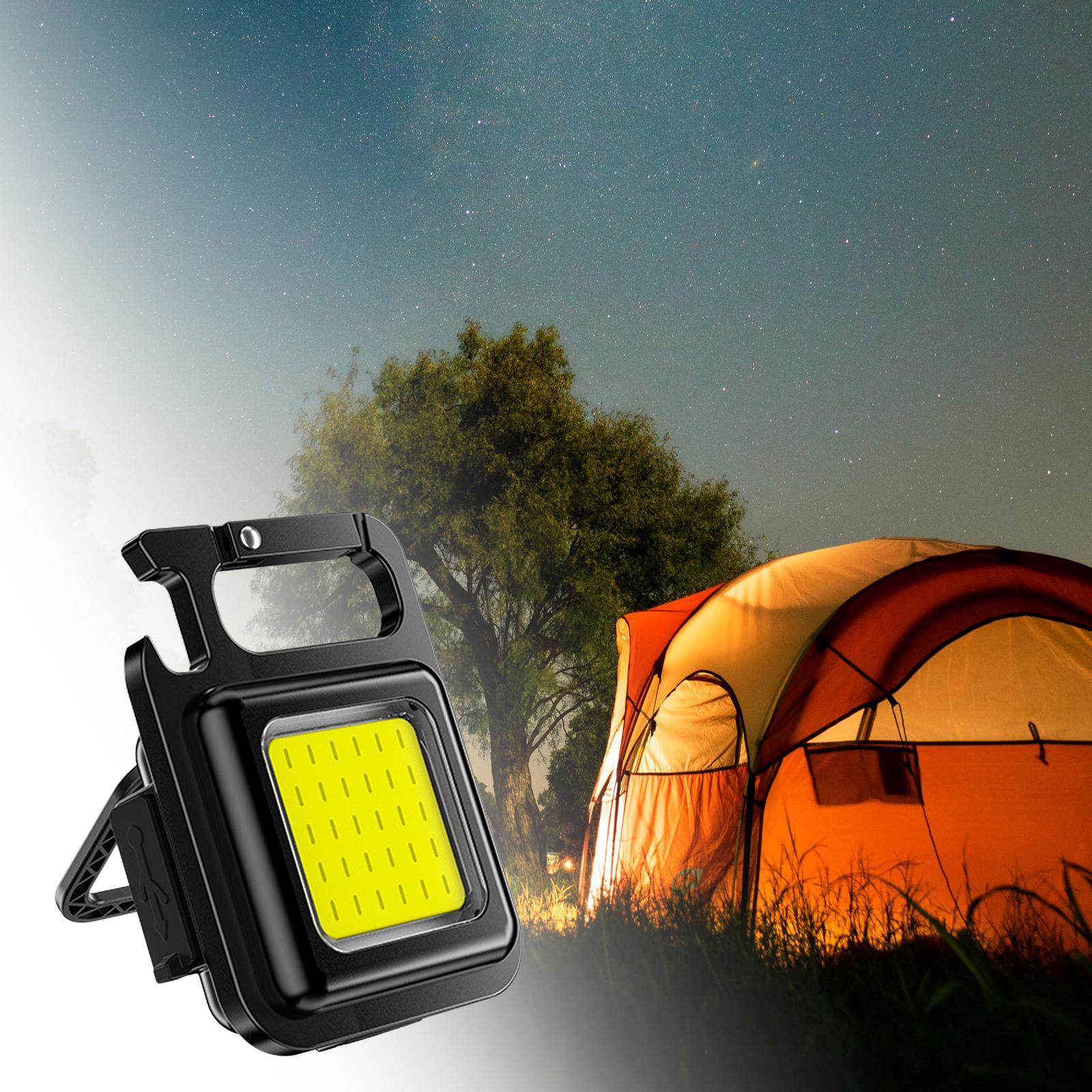 COB Keychain Flashlight Waterproof USB Rechargeable Lamp for Fishing Walking