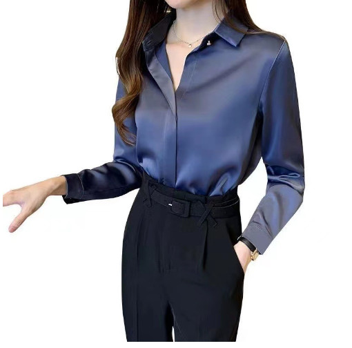 Áo Sơ Mi Lụa Satin Hồng Thiết Kế Phong Cách Châu Âu SM63 - Hàng Quảng Châu Cao Cấp