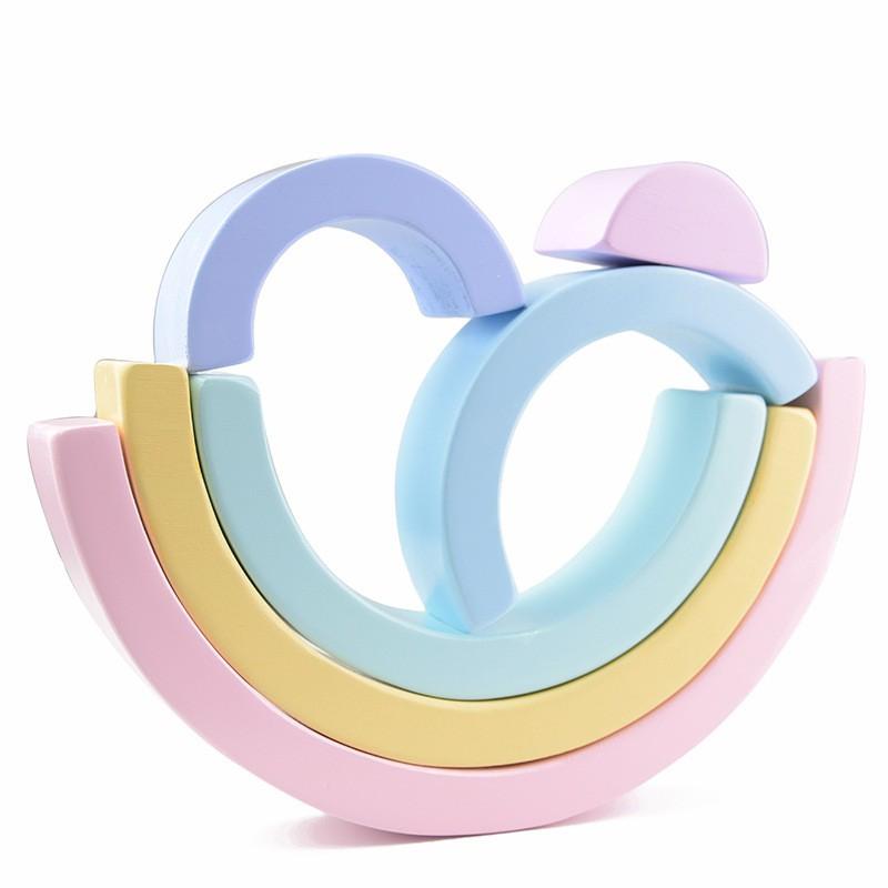 Bộ đồ chơi xếp hình cầu vồng bằng gỗ cho bé