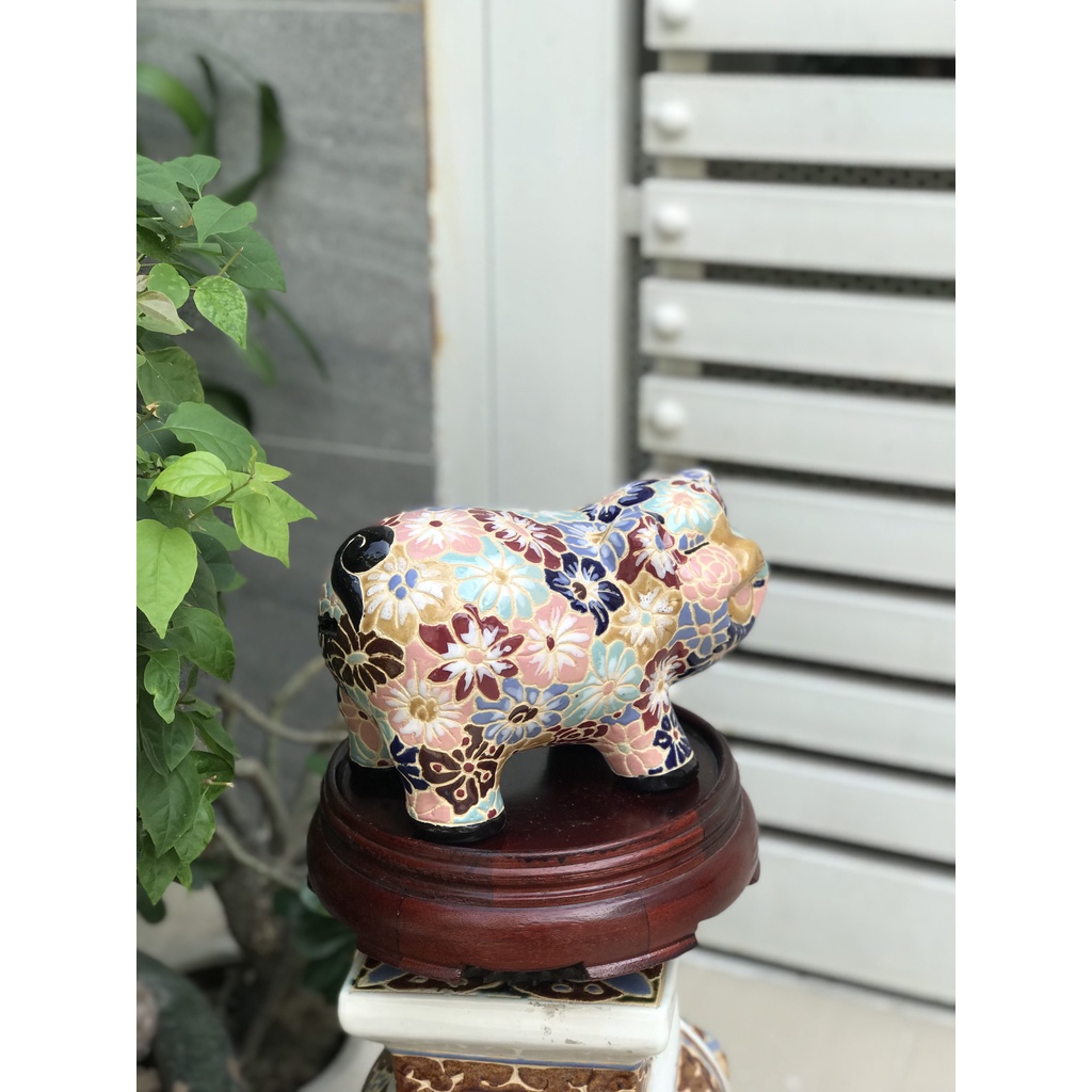 HEO TIẾT KIỆM BÁCH HOA 25CM GỐM SỨ THỦ CÔNG NAM BỘ TRANG TRÍ DECOR BỎ ỐNG