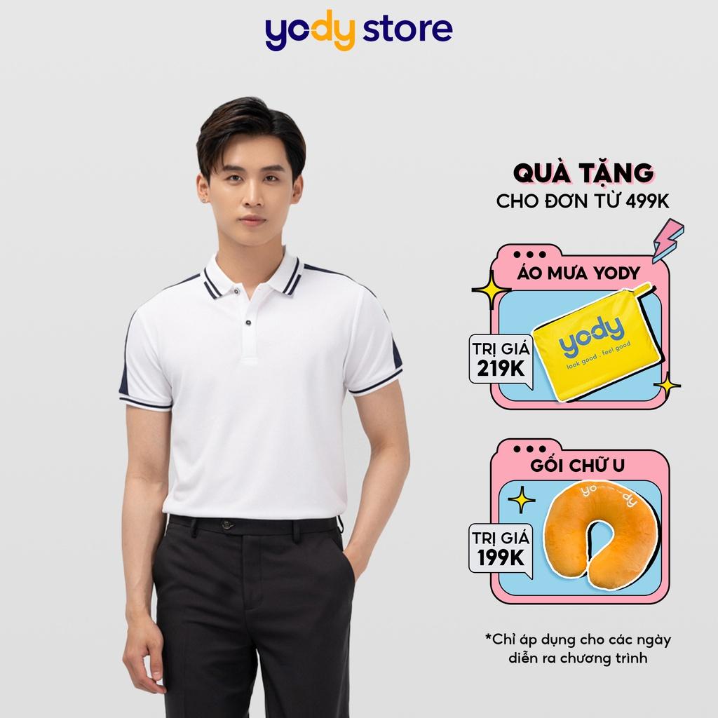 Áo polo nam YODY chất liệu cafe dáng thể thao phối vai trẻ trung APM4239