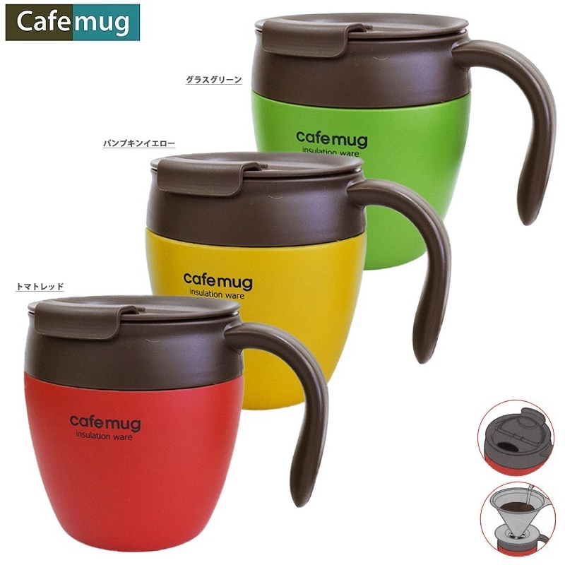 Ly cafe giữ nhiệt cao cấp thân bằng inox, nắp khóa trượt thông minh - Hàng nội địa Nhật Bản