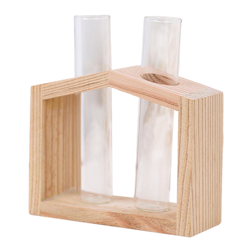 Tabletop Planter Flower Bud Vase Desktop Glass Terrarium Wooden Stand Test Tube Vase for Propagating Hydroponic Plants Home Garden Wedding Decoration