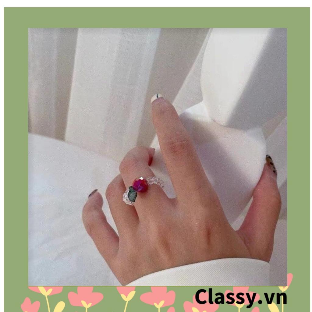 Nhẫn bằng nhựa Classy có đính hạt cườm nhiều màu dành cho nữ Classy PK1225
