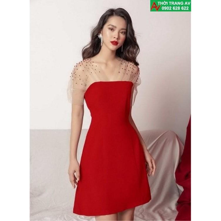 AV6449 - Đầm xòe cúp ngực phối lưới
