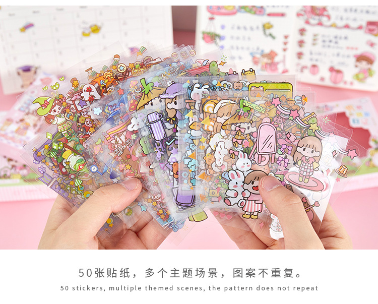 set 50 tấm sticker PET Công chúa nhỏ M846