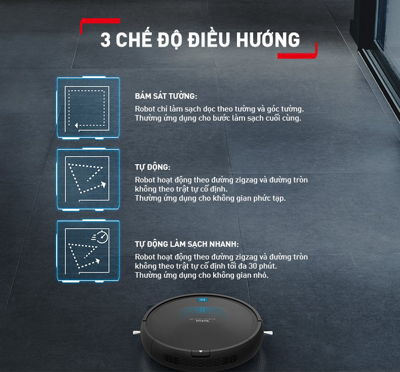 Robot hút bụi lau nhà Tefal RG8275WH - Đen - Hàng chính hãng