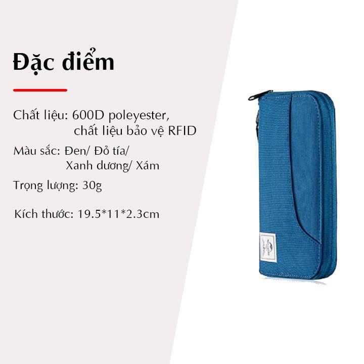 Ví Du Lịch Bảo Vệ Thông Tin Thẻ  Hộ Chiếu Chống Thấm Nhỏ Gọn Nhẹ Dành cho Nam Nữ NatureHike NH18X020-B