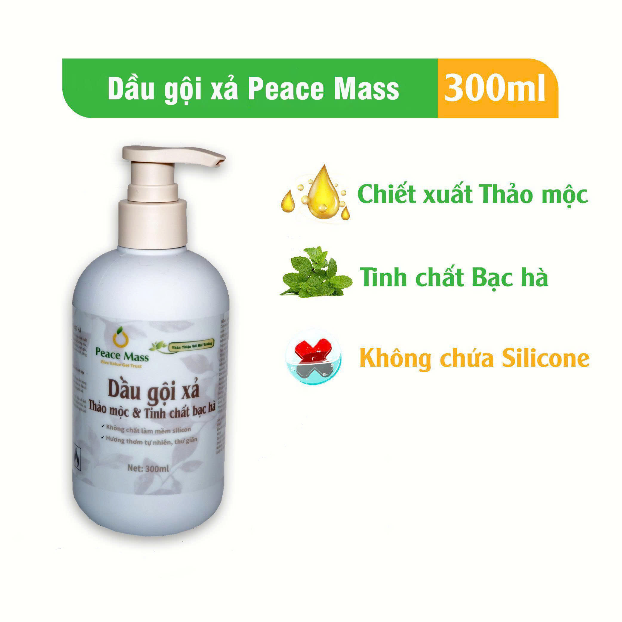 Dầu Gội Xả Thảo Mộc Peace Mass 300ml