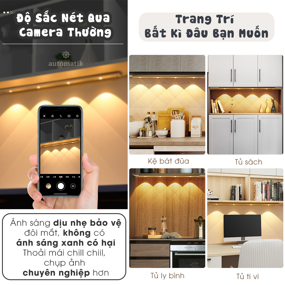 Đèn LED Trang Trí Cảm Biến Chuyển Động Nhiều Màu Hiệu Ứng Độc Đáo Cảm Ứng Mini Siêu Sáng Phòng Ngủ Nhà Bếp