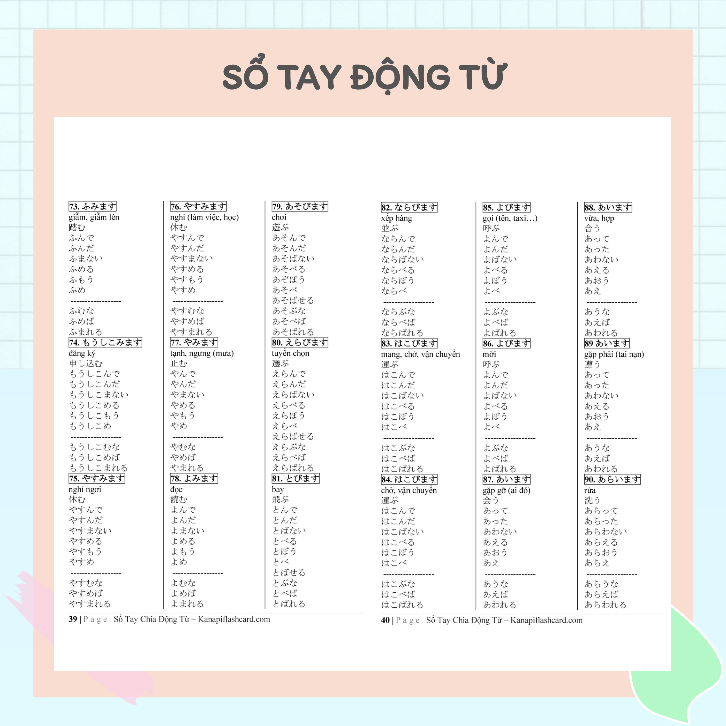 Sổ Tay Động Từ Tiếng Nhật - Kanapi Flashcard