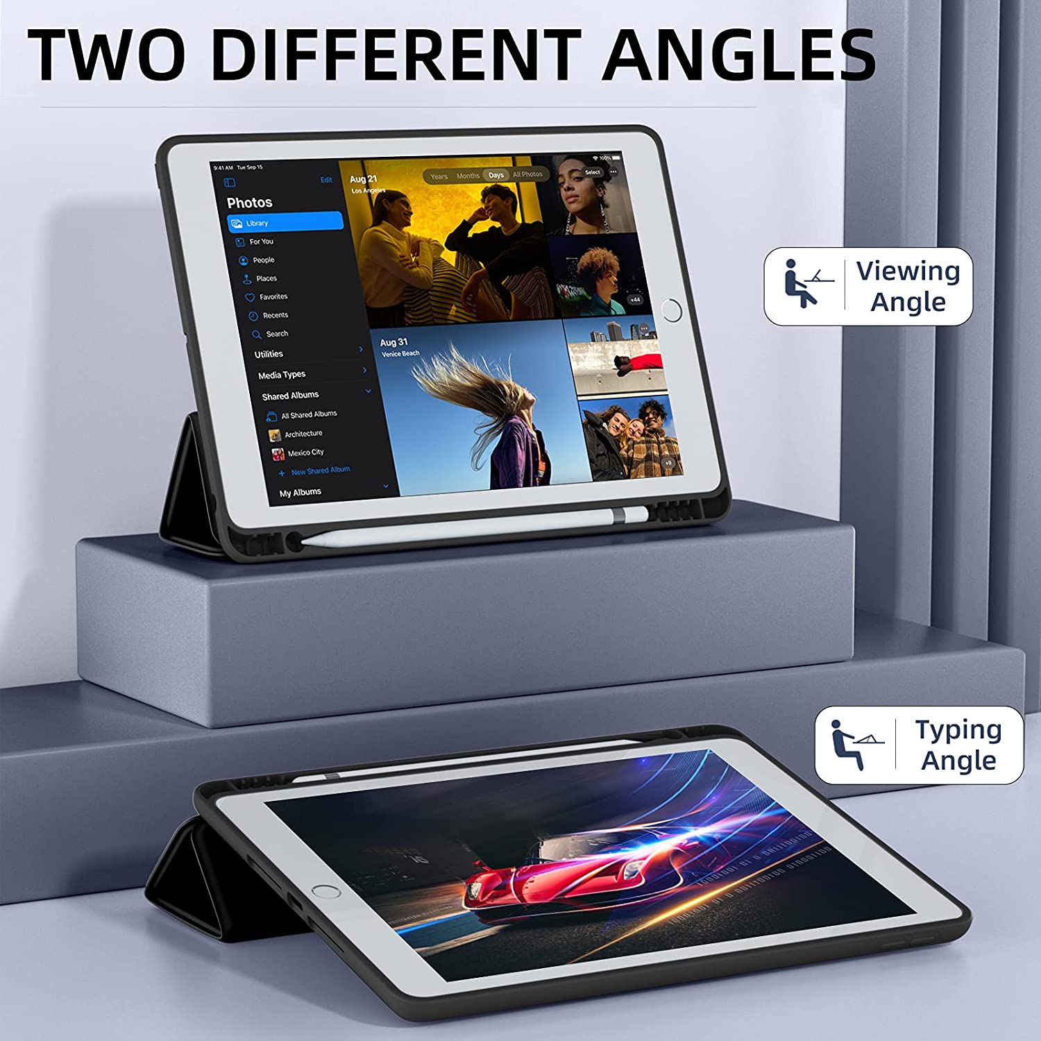 Bao Da TPU Smart Case Cho iPad Air, Air2, Gen 5, Gen 6 Có Khay Đựng Bút Pencil